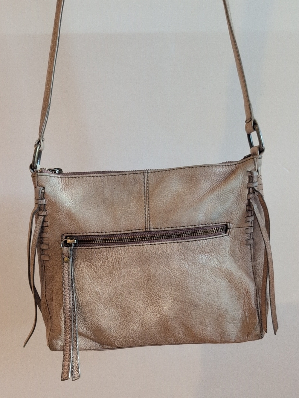 Frye Taupe Leather Crossbody Bag